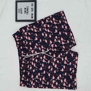 OLD NAVY Swim trunks XXL Board shorts pockets Pink Flamingos